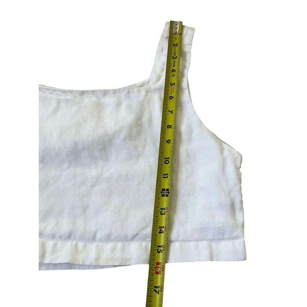 Zara White Linen Crop Top Women Size Large | 13-9 - Picture 6 of 6